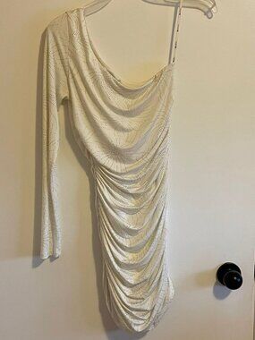 White One Shoulder Long Sleeved Bodycon Dress